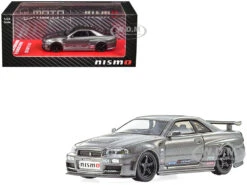 Nissan Skyline GT-R Nismo (BNR34) RHD (Right Hand Drive) Gray Metallic 1/64 Diecast Model Car By Kyosho