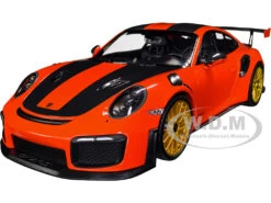 2018 Porsche 911 GT2RS (991.2) Weissach Package Orange With Carbon Stripes And Golden Magnesium Wheels Limited Edition To 300 Pieces Worldwide 1/18 Diecast Model Car By Minichamps