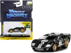 1966 Ford GT40 MKII #2 Black With Silver Stripes And Gold Wheels 1/64 Diecast Model Car By Muscle Machines