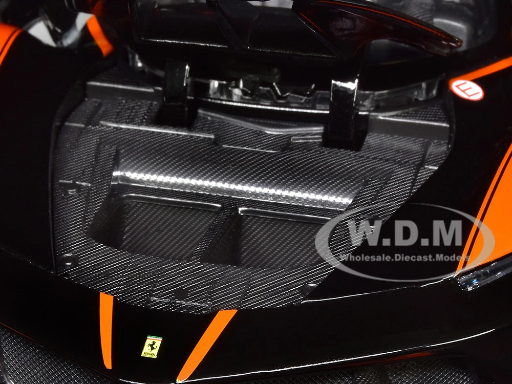 Ferrari FXX-K #5 Fu Songyang Black With Gray Top And Orange Stripes 1/18 Diecast Model Car By Bburago - Image 5