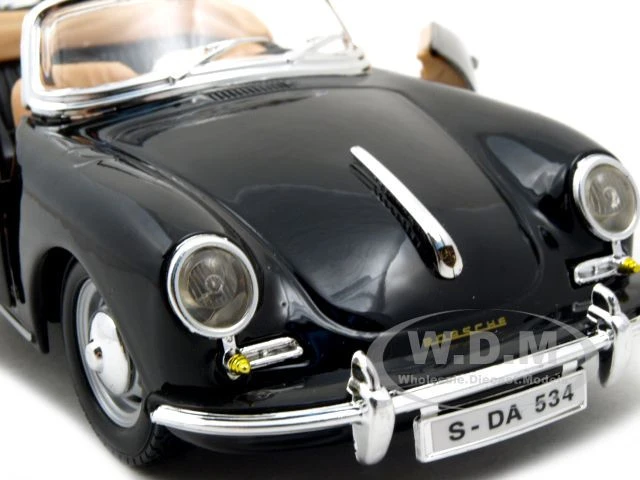 1961 Porsche 356 B Cabriolet Black 1/24 Diecast Model Car By Bburago - Image 3