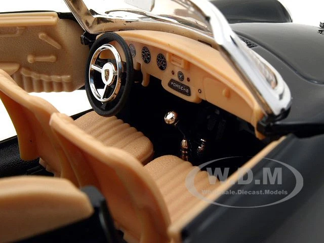 1961 Porsche 356 B Cabriolet Black 1/24 Diecast Model Car By Bburago - Image 4