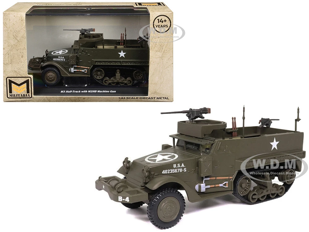 M3 Half-Track AFV With M2HB Machine Gun Olive Drab "United States Army" 1/43 Diecast Model By Militaria Die Cast
