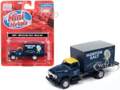 1954 Ford Box Truck Dark Blue With Yellow Top "Morton Salt" "Mini Metals" Series 1/87 (HO) Scale Model Car By Classic Metal Works