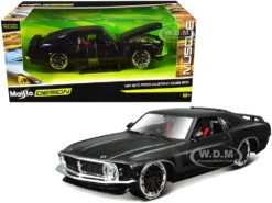 1970 Ford Mustang Boss 302 Black With Matt Black Stripes "Classic Muscle" 1/24 Diecast Model Car By Maisto