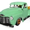 1950 Chevrolet 3100 Pickup Truck Lowrider Light Green With Gold Wheels "Lowriders" Series 1/24 Diecast Model Car By Maisto