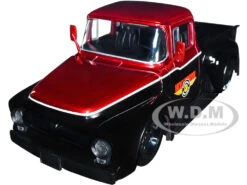 1956 Ford F-100 Pickup Truck "Mickey Thompson Performance Tires & Wheels" Black And Red Metallic "Just Trucks" Series 1/24 Diecast Model Car By Jada