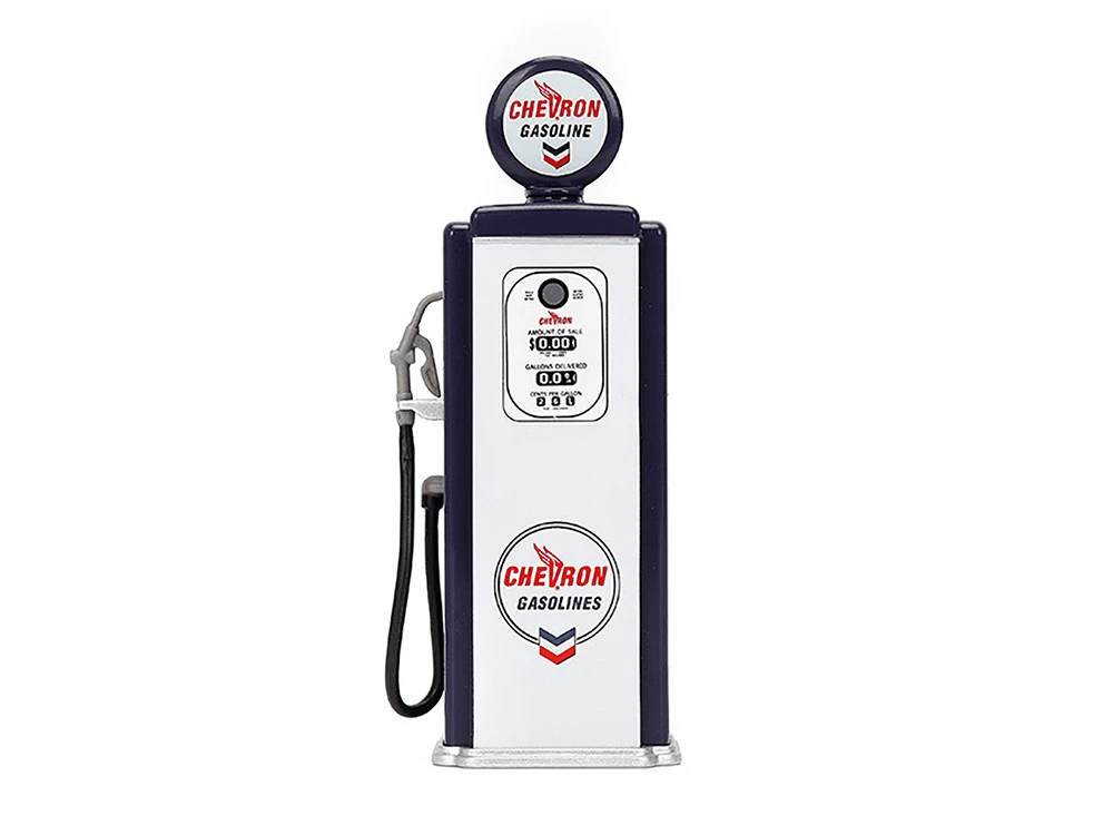 1957 Chevrolet Suburban "Chevron" Dark Blue With White Stripes And Chevron Gas Pump "Just Trucks" Series 1/24 Diecast Model Car By Jada - Image 10