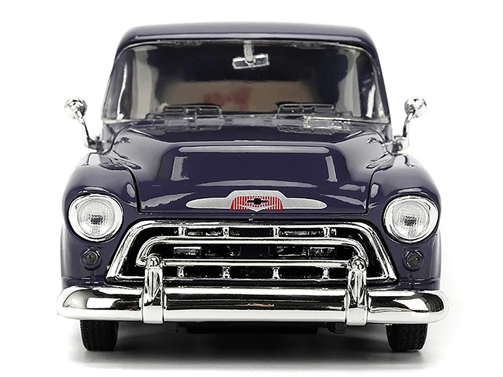 1957 Chevrolet Suburban "Chevron" Dark Blue With White Stripes And Chevron Gas Pump "Just Trucks" Series 1/24 Diecast Model Car By Jada - Image 8