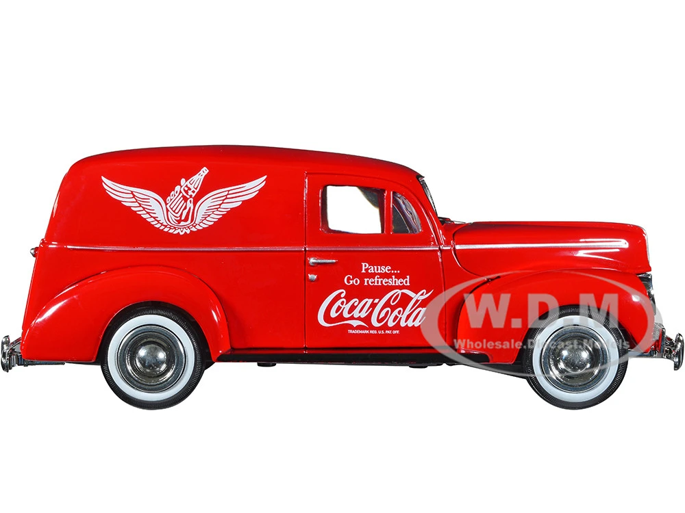 1940 Ford Sedan Cargo Van Red "Pause... Go Refreshed Coca-Cola" With Vending Machine Accessory 1/24 Diecast Model Car By Motor City Classics - Image 4