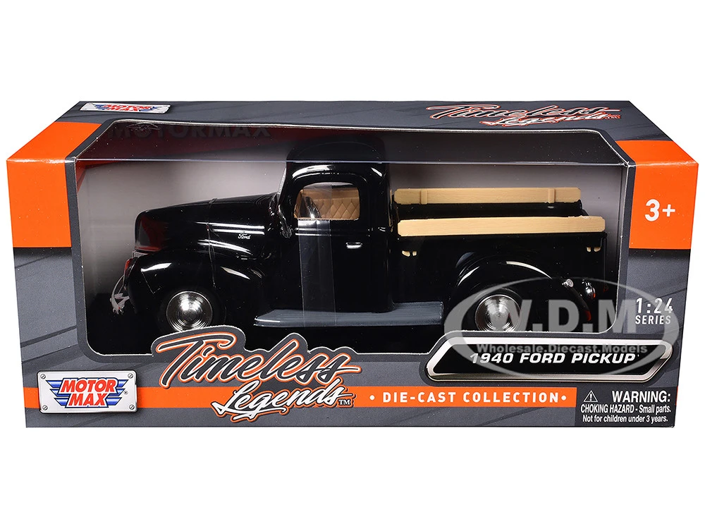 1940 Ford Pickup Truck Black 1/24 Diecast Model Car By Motormax - Image 6