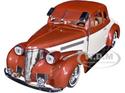 1939 Chevrolet Coupe Lowrider Beige And Brown Metallic "Get Low" Series 1/24 Diecast Model Car By Motormax