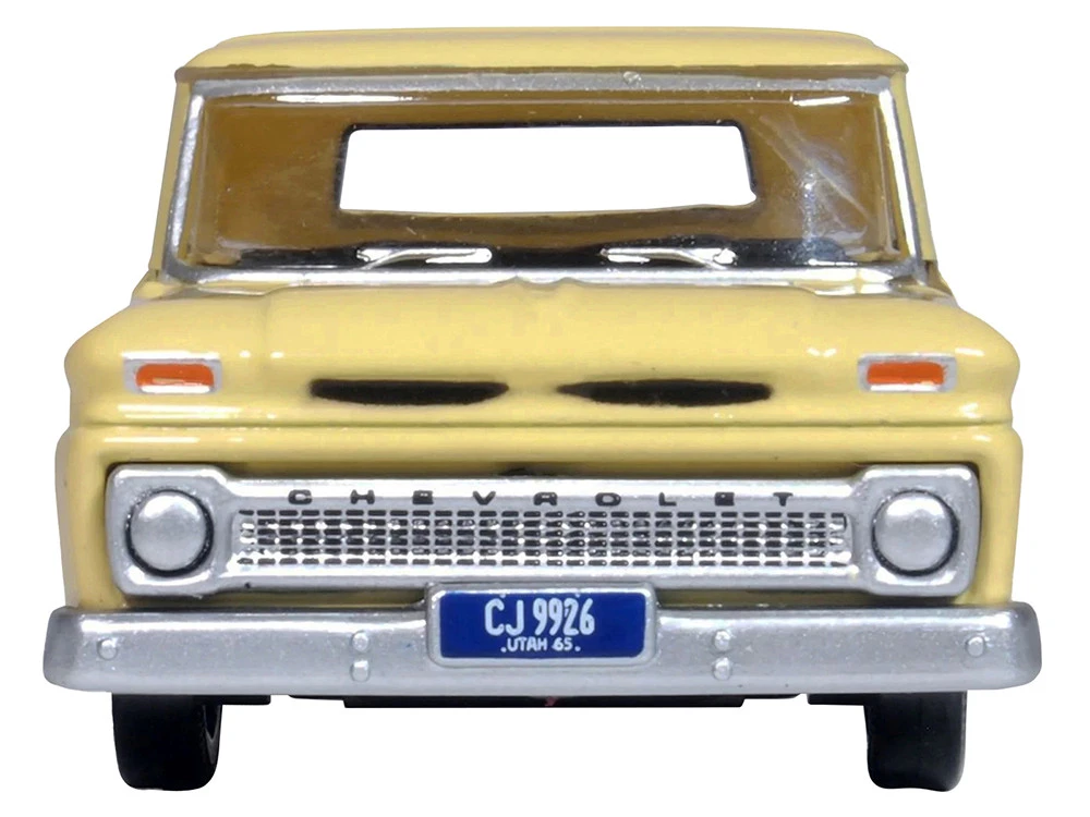 1965 Chevrolet C10 Stepside Pickup Truck Yellow 1/87 (HO) Scale Diecast Model Car By Oxford Diecast - Image 3