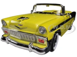 1956 Chevrolet Bel Air Convertible Yellow/Black 1/18 Diecast Car Model By Road Signature