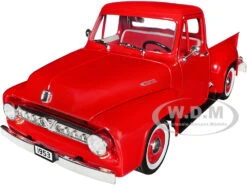 1953 Ford F-100 Pickup Truck Red 1/18 Diecast Model Car By Road Signature
