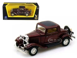 1932 Ford 3-Window Coupe Burgundy 1/43 Diecast Model Car By Road Signature