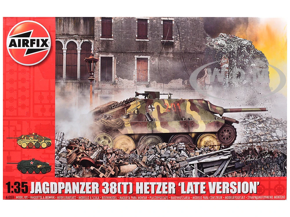 Level 3 Model Kit Jagdpanzer 38(t) Hetzer "Late Version" Tank With 2 Scheme Options 1/35 Plastic Model Kit By Airfix
