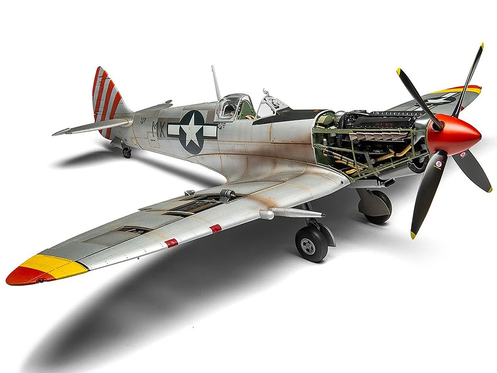 Level 4 Model Kit Supermarine Spitfire Mk.VIII Fighter Aircraft With 3 Scheme Options 1/24 Plastic Model Kit By Airfix - Image 7