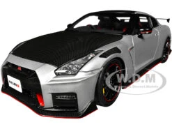 2022 Nissan GT-R (R35) Nismo Special Edition RHD (Right Hand Drive) Ultimate Metal Silver With Carbon Hood And Top 1/18 Model Car By Autoart
