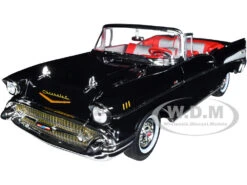 1957 Chevrolet Bel Air Convertible Onyx Black James Bond 007 "Dr. No" (1962) Movie "60 Years Of Bond" Series 1/18 Diecast Model Car By Auto World