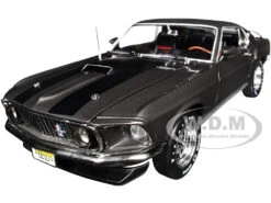 1969 Ford Mustang Dark Gray Metallic With Black Stripes "John Wick" (2014) Movie "Silver Screen Machines" Series 1/18 Diecast Model Car By Auto World