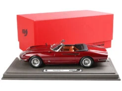 1966 Ferrari 365 California S/N 10077 Convertible Rosso Rubino Red Metallic With DISPLAY CASE Limited Edition To 200 Pieces Worldwide 1/18 Model Car By BBR