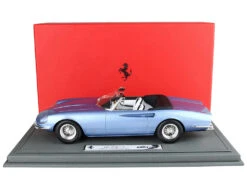 1966 Ferrari 365 California Convertible S/N 08347 "Geneve Motor Show" Light Blue Metallic With DISPLAY CASE Limited Edition To 200 Pieces Worldwide 1/18 Model Car By BBR