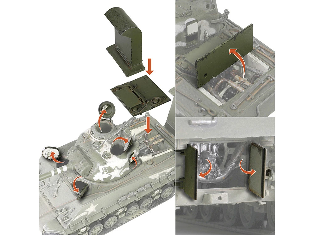 Sherman M4 (105) Howitzer Medium Tank "US Army, 711th Tank Battalion, Okinawa" (1945) "Engine Plus" Series 1/32 Diecast Model By Metal Proud - Image 10