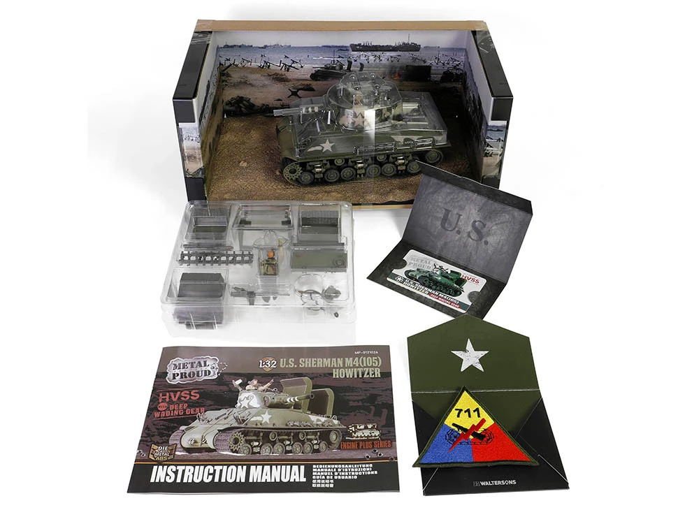 Sherman M4 (105) Howitzer Medium Tank "US Army, 711th Tank Battalion, Okinawa" (1945) "Engine Plus" Series 1/32 Diecast Model By Metal Proud - Image 18