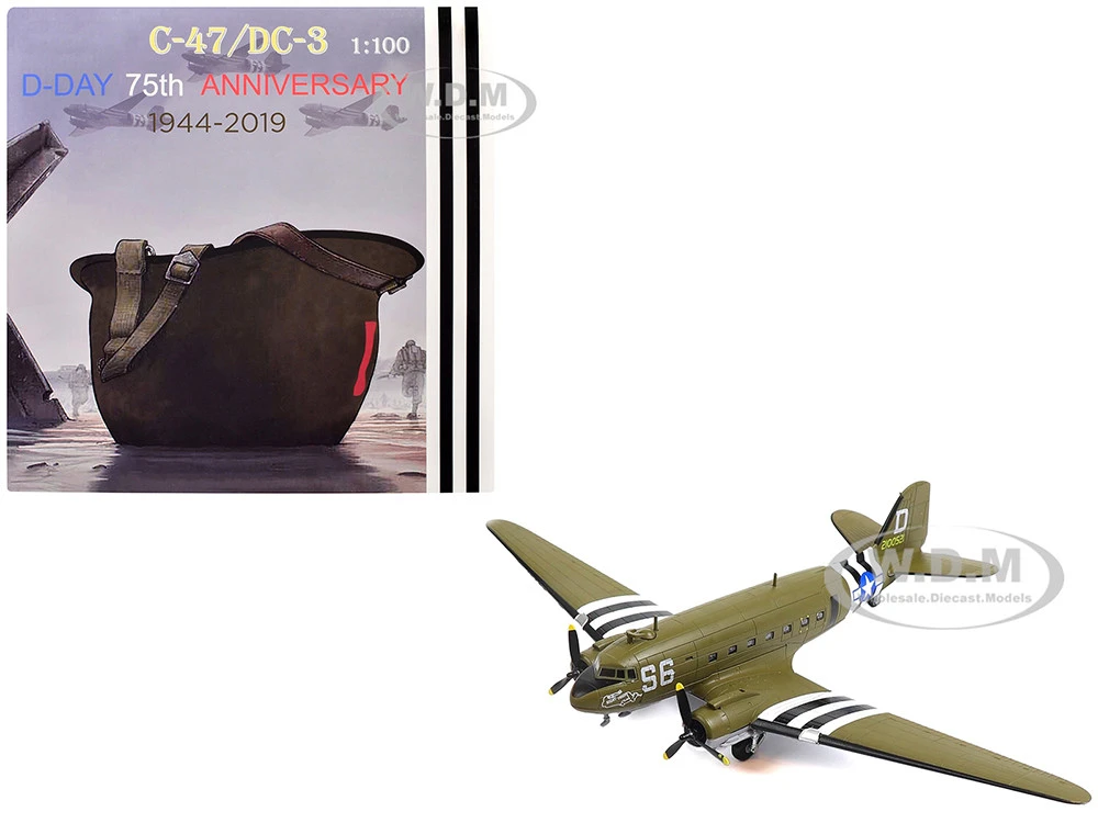 Douglas C-47 Skytrain Transport Aircraft "Night Fright, 79th Troop Carrier Squadron, 436th Troop Carrier Group, D-Day" (1944) United States Army Air Forces 1/100 Diecast Model