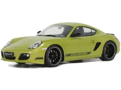 2012 Porsche Cayman R Green With Black Side Stripes 1/18 Model Car By GT Spirit