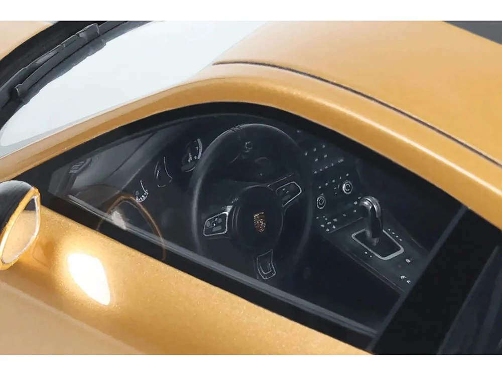 Porsche 991.2 Turbo S Orange Metallic With Black Stripes 1/18 Model Car By GT Spirit - Image 2