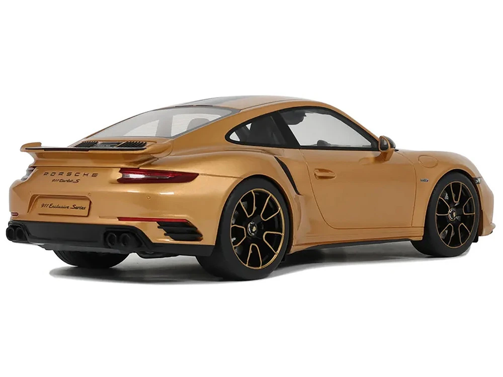 Porsche 991.2 Turbo S Orange Metallic With Black Stripes 1/18 Model Car By GT Spirit - Image 5