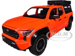 Other 2024 Toyota Tacoma TRD Off-Road Edition Pickup Truck Octane Orange With Bed Camper 1/24 Diecast Model Car