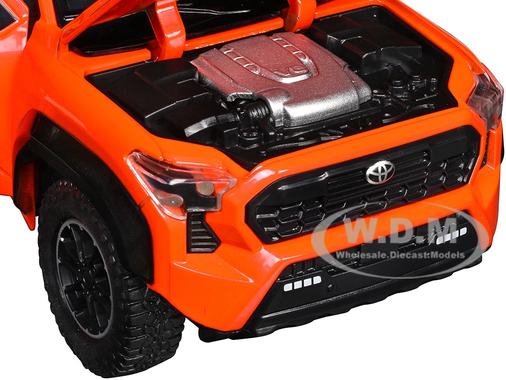 Other 2024 Toyota Tacoma TRD Off-Road Edition Pickup Truck Octane Orange With Bed Camper 1/24 Diecast Model Car - Image 5
