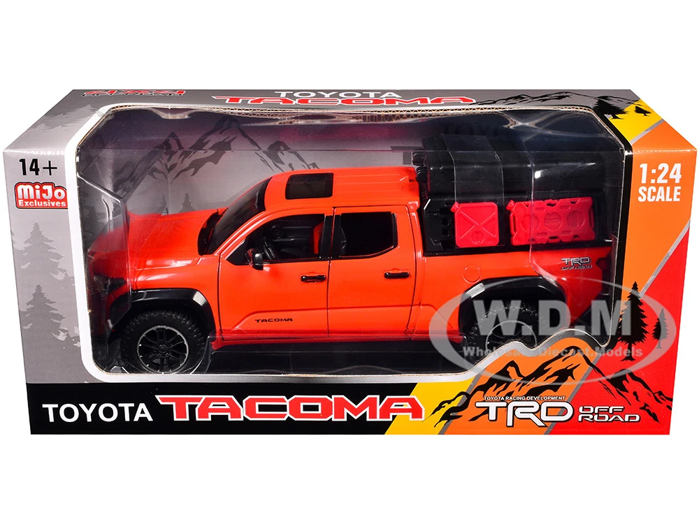 Other 2024 Toyota Tacoma TRD Off-Road Edition Pickup Truck Octane Orange With Bed Camper 1/24 Diecast Model Car - Image 8