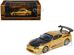 Toyota Supra (A80) "Top Secret" GT300 RHD (Right Hand Drive) Gold Metallic With Carbon Hood 1/64 Diecast Model Car By Inno Models