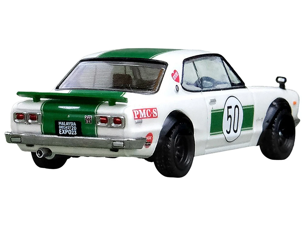 Nissan Skyline 2000 GT-R (KPGC10) #50 RHD (Right Hand Drive) White With Green Stripes "Malaysia Diecast Expo Event Edition" (2023) 1/64 Diecast Model Car By Inno Models - Image 2