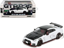 Nissan GT-R (R35) Nismo RHD (Right Hand Drive) White With Carbon Hood And Top 1/64 Diecast Model Car By Inno Models