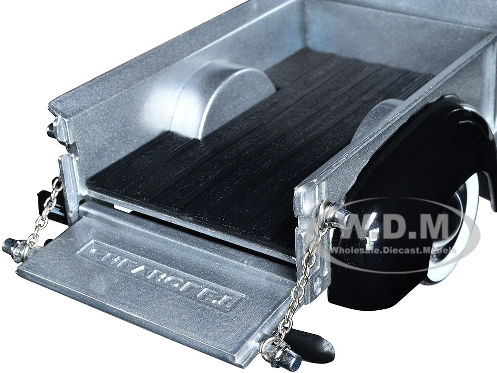 1953 Chevrolet 3100 Pickup Truck Silver Metallic With Black Flames With Extra Wheels "Just Trucks" Series 1/24 Diecast Model Car By Jada - Image 3