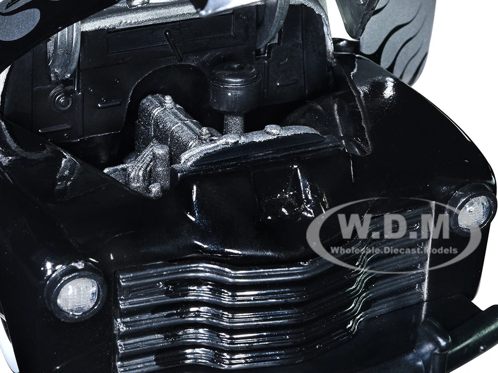 1953 Chevrolet 3100 Pickup Truck Silver Metallic With Black Flames With Extra Wheels "Just Trucks" Series 1/24 Diecast Model Car By Jada - Image 5
