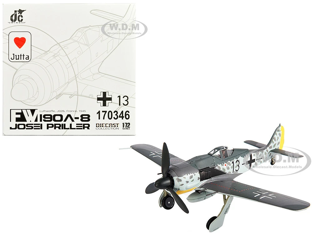 Focke-Wulf Fw 190A-8 Fighter Aircraft "JG 26 Schlageter, France" (1945) German Luftwaffe 1/72 Diecast Model By JC Wings