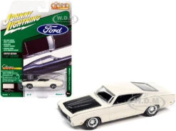 1969 Ford Torino Talladega Wimbledon White With Matt Black Hood "Classic Gold Collection" Series Limited Edition To 10548 Pieces Worldwide 1/64 Diecast Model Car By Johnny Lightning