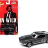 1969 Ford Mustang Mach I Gray Metallic With Black Stripes "John Wick" (2014) Movie "Pop Culture" 2024 Release 2 1/64 Diecast Model Car By Johnny Lightning