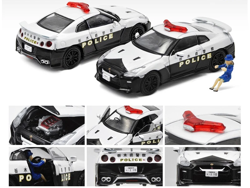 Nissan GT-R (R35) RHD (Right Hand Drive) Japan Police Car With Figurine Limited Edition To 1200 Pieces 1/64 Diecast Model Car By Era Car - Image 2