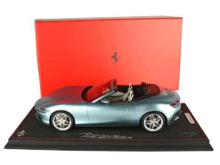 Ferrari Roma Spider (Open Roof) Celeste Tevere Blue Metallic With DISPLAY CASE Limited Edition To 180 Pieces Worldwide 1/18 Model Car By BBR