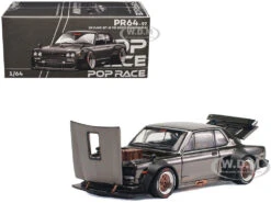 Skyline GT-R V8 Drift "Hakosuka" RHD (Right Hand Drive) Dark Chrome 1/64 Diecast Model Car By Pop Race