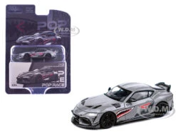 Toyota Supra "DarwinPro 66G NWB" Gray Metallic With Shark Mouth Graphics 1/64 Diecast Model Car By Pop Race