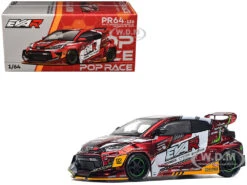 Toyota Goodride GR Yaris RHD (Right Hand Drive) "EVA RT Production Model-02" Red Metallic With Graphics 1/64 Diecast Model Car By Pop Race