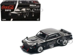 Skyline GT-R V8 Drift "Hakosuka" RHD (Right Hand Drive) "Coca-Cola Zero" Dark Chrome And Black 1/64 Diecast Model Car By Pop Race